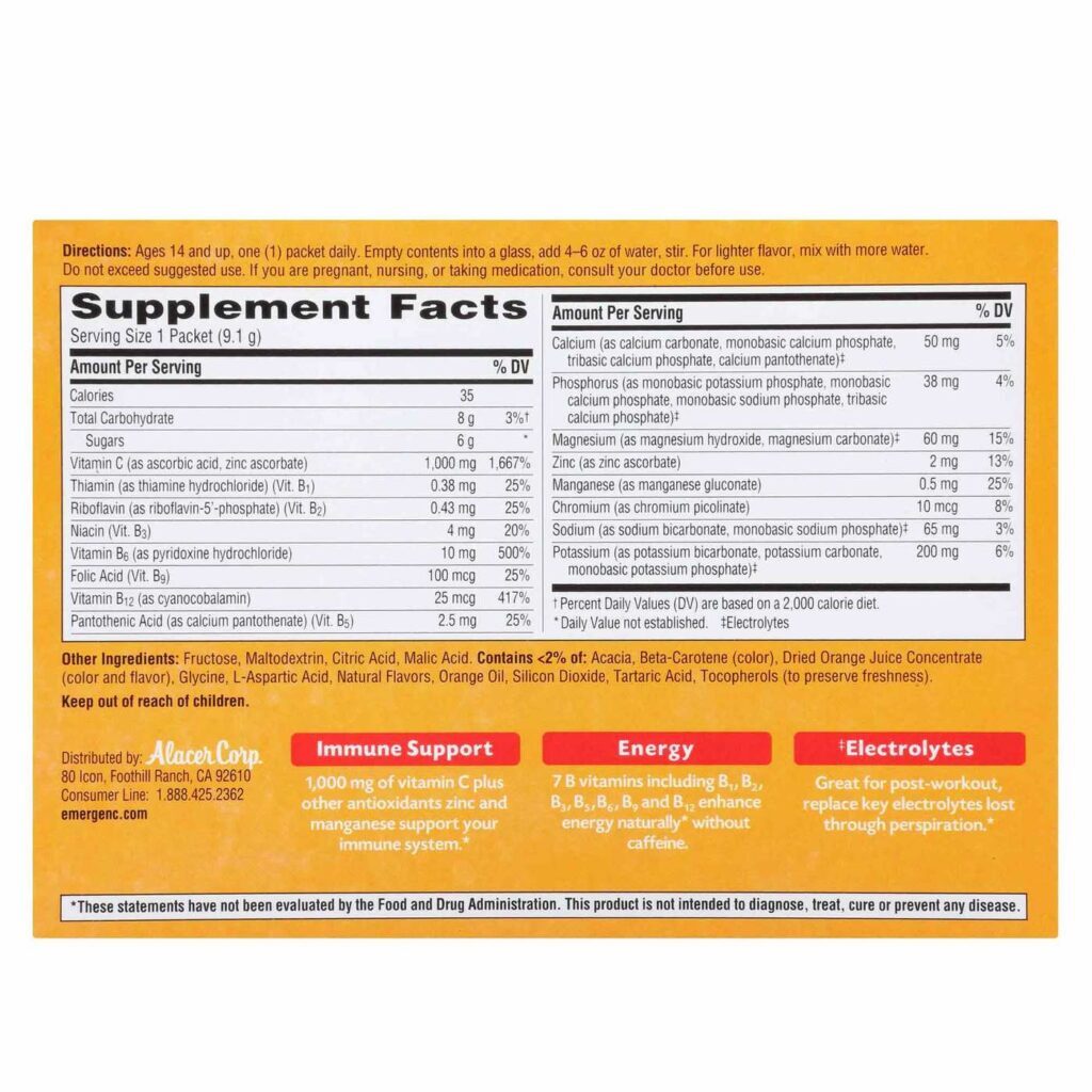 Emergen-C Super Laranja 30 Pacotes: Vitamina C e Energia para o Seu Dia - Imagem 5