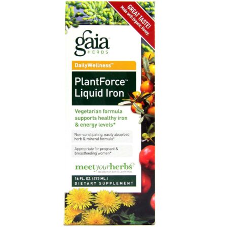 Gaia Herbs, PlantForce™ Ferro Líquido - 473 ml