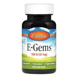 Carlson Labs E-Gems 100 UI: Vitamina E Pura 100 Cápsulas Gel Saúde Antioxidante