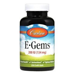 Carlson Labs E-Gems 200 UI Vitamina E 250 Cápsulas em Gel - Saúde e Bem-Estar Antioxidante
