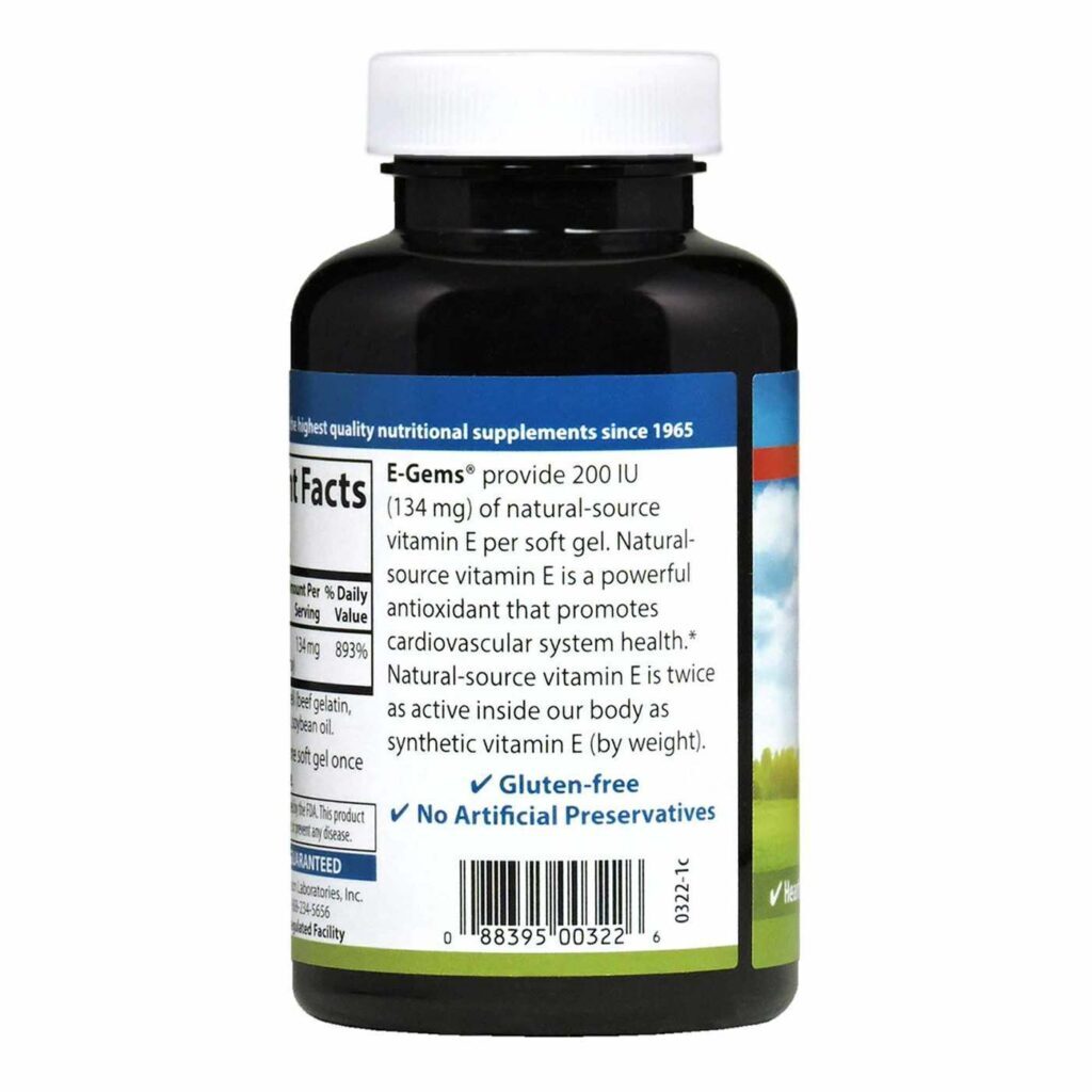 Carlson Labs E-Gems 200 UI Vitamina E 250 Cápsulas em Gel - Saúde e Bem-Estar Antioxidante - Imagem 3