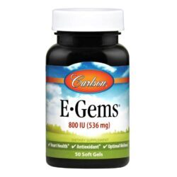 Carlson Labs E-Gems® 800 UI Vitamina E - 50 Cápsulas em Gel - Saúde Antioxidante e Bem-Estar