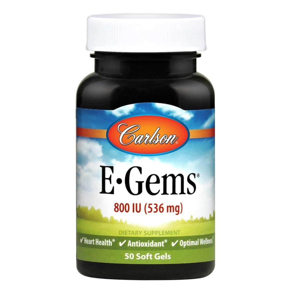 Carlson Labs E-Gems® 800 UI Vitamina E - 50 Cápsulas em Gel - Saúde Antioxidante e Bem-Estar