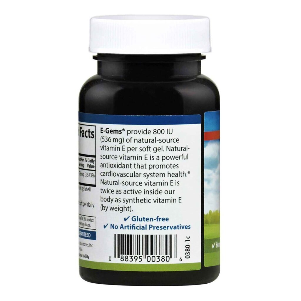 Carlson Labs E-Gems® 800 UI Vitamina E - 50 Cápsulas em Gel - Saúde Antioxidante e Bem-Estar - Imagem 3