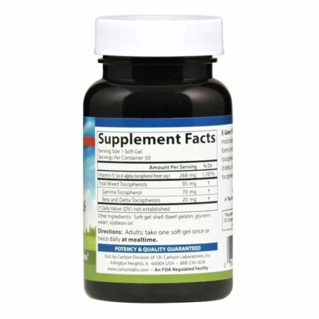Carlson Labs E-Gems Mais 400 UI - Vitamina E 50 Cápsulas Gel - Saúde Antioxidante - Imagem 2