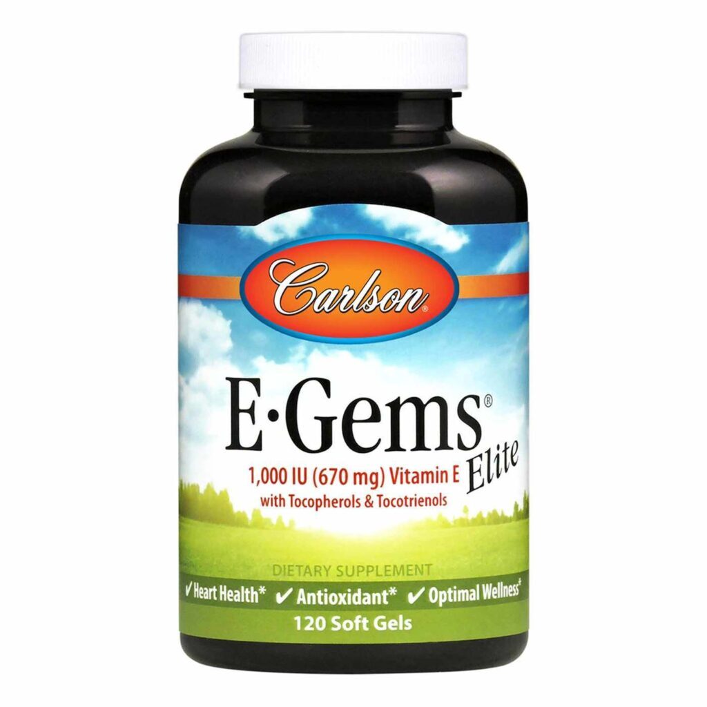 Carlson Labs E-Gems Elite 1.000 UI - 120 Cápsulas de Gel: Vitamina E Pura para sua Saúde