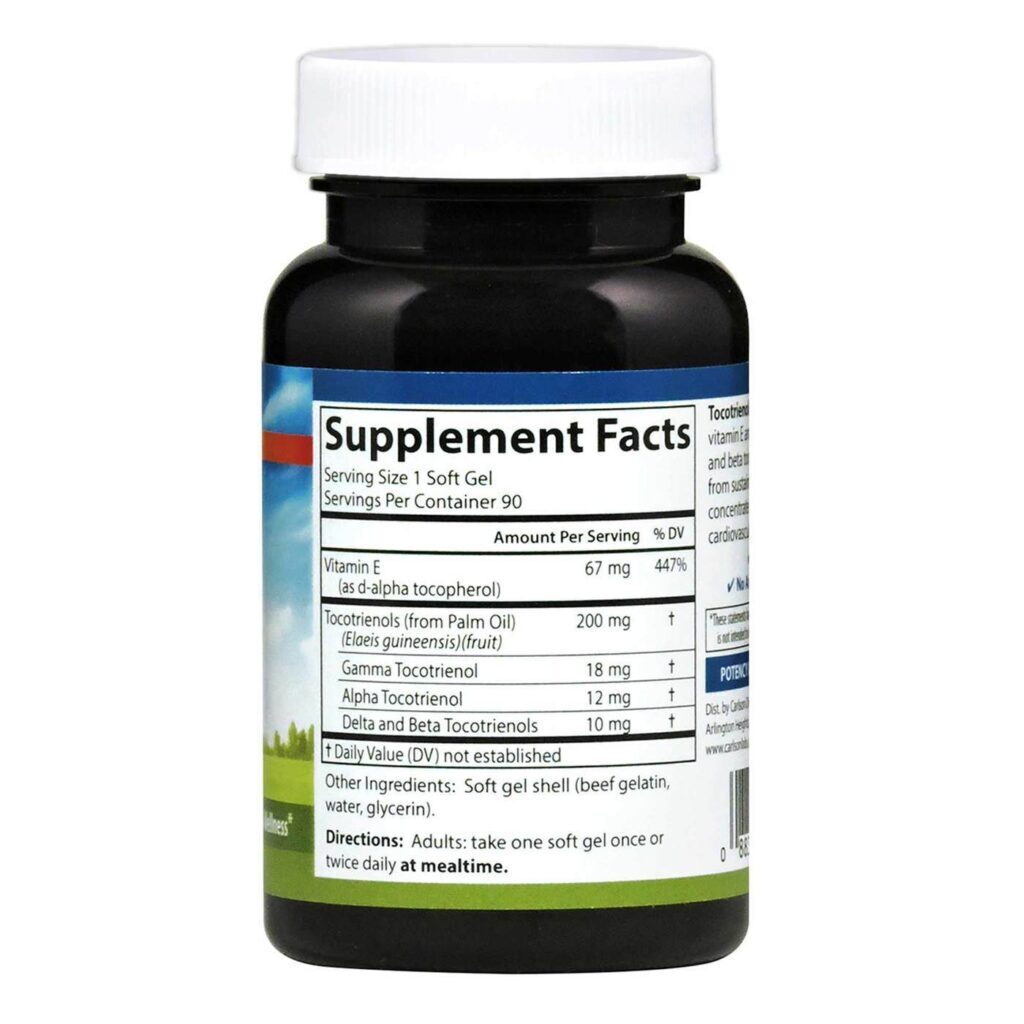 Carlson Labs Tocotrienóis 90 Cápsulas em Gel: Potência Antioxidante para sua Saúde - Imagem 2