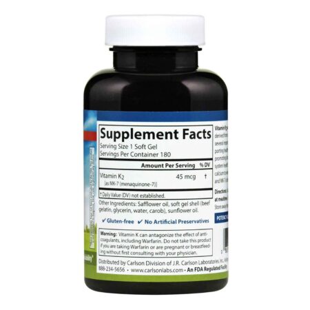 Carlson Labs, Vitamina K2 45 mcg - 180 Cápsulas em Gel - Image 2