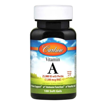 Carlson Labs Vitamina A - 25,000 IU com Pectin - 100 Cápsulas em Gel