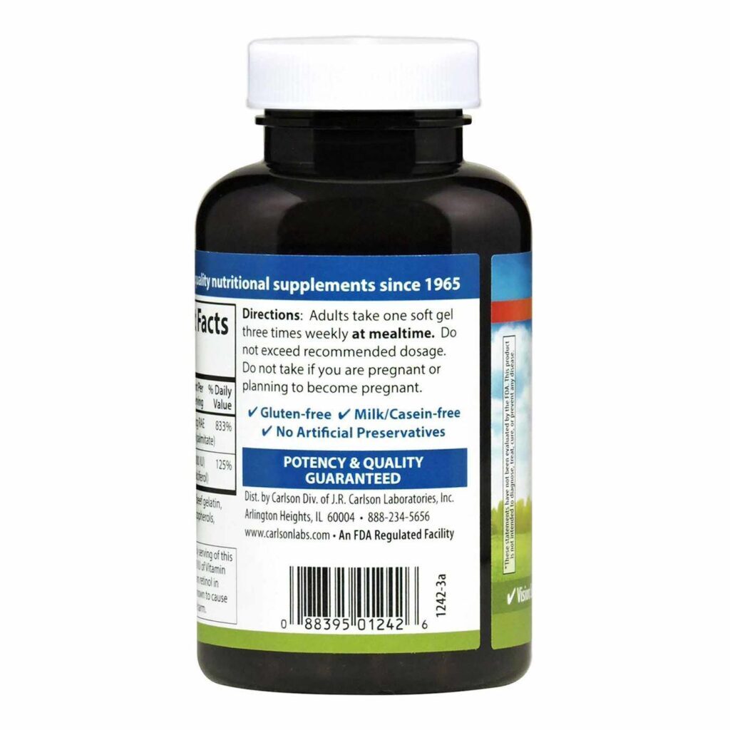 Carlson Labs A & D 25.000 UI & 1.000 UI 250 Cápsulas Gel - Saúde Óssea e Imunidade - Imagem 3