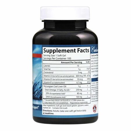 Carlson Labs, Super Óleo de Fígado de Bacalhau 1,000 mg - 100 Cápsulas em Gel - Image 2