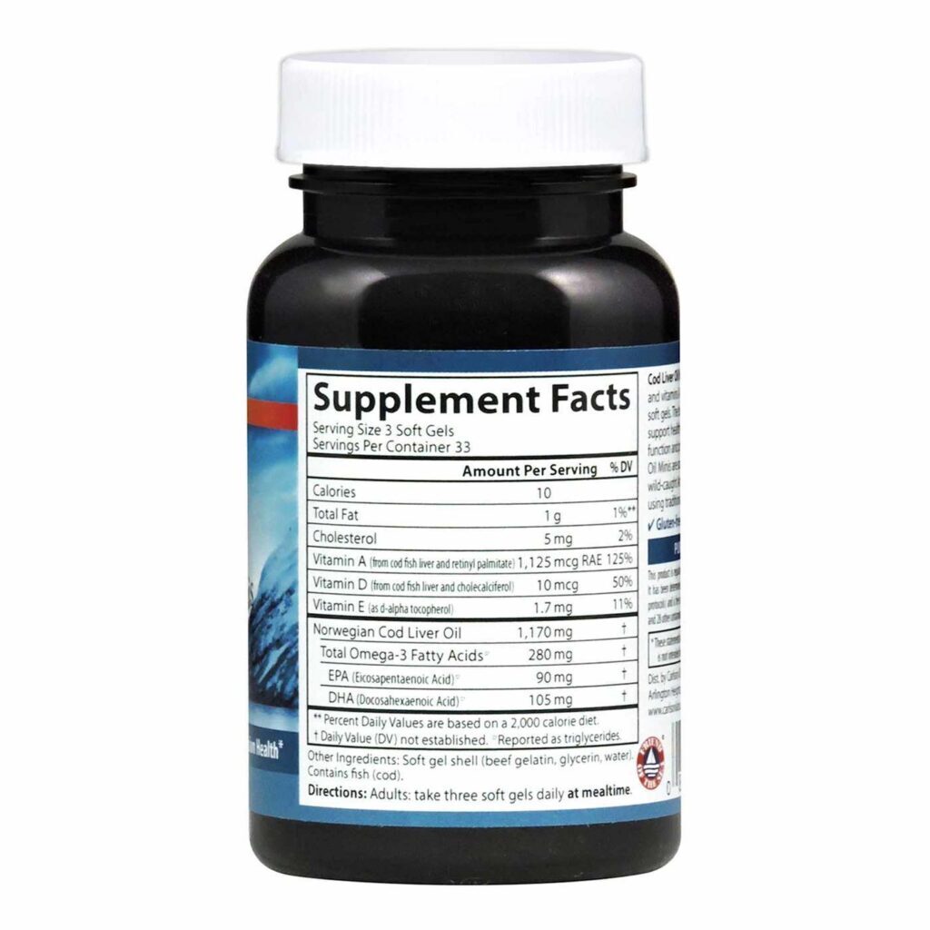Carlson Labs Óleo de Fígado de Bacalhau 100 Mini Cápsulas Gel - Puro, Rico em Ômega 3 - Imagem 2