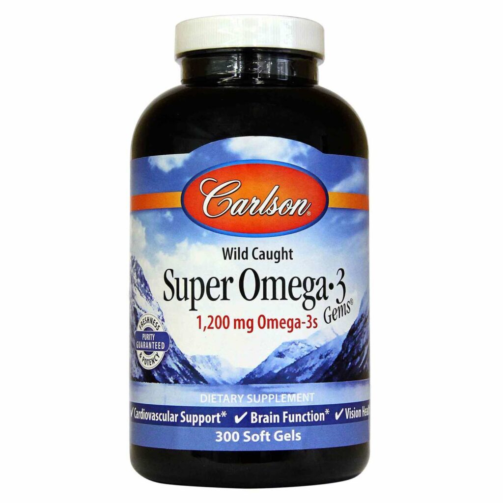 Carlson Labs Super Ômega-3 Gems 1200 mg - 300 Cápsulas Gel - Saúde Cardiovascular