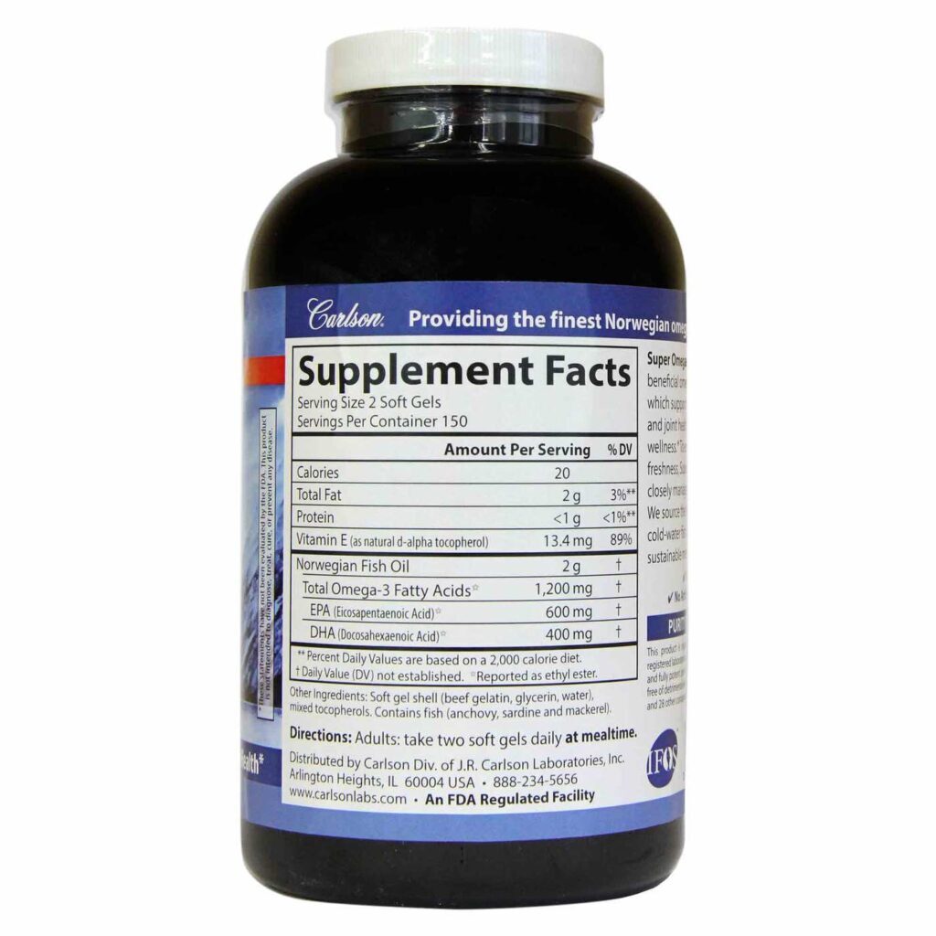 Carlson Labs Super Ômega-3 Gems 1200 mg - 300 Cápsulas Gel - Saúde Cardiovascular - Imagem 2