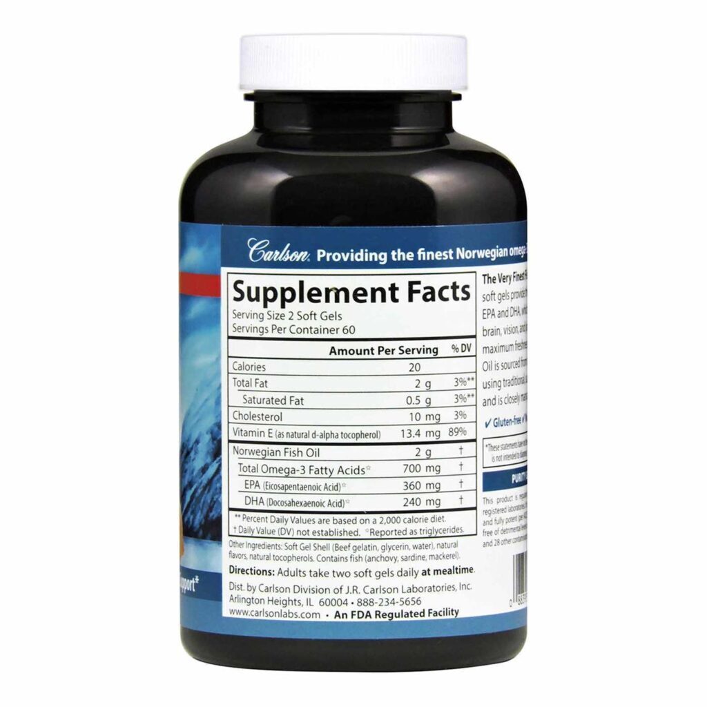 Carlson Labs Óleo de Peixe Mais Puro - 1000 mg - 120 Cápsulas Gel - Saúde Cardiovascular - Imagem 2