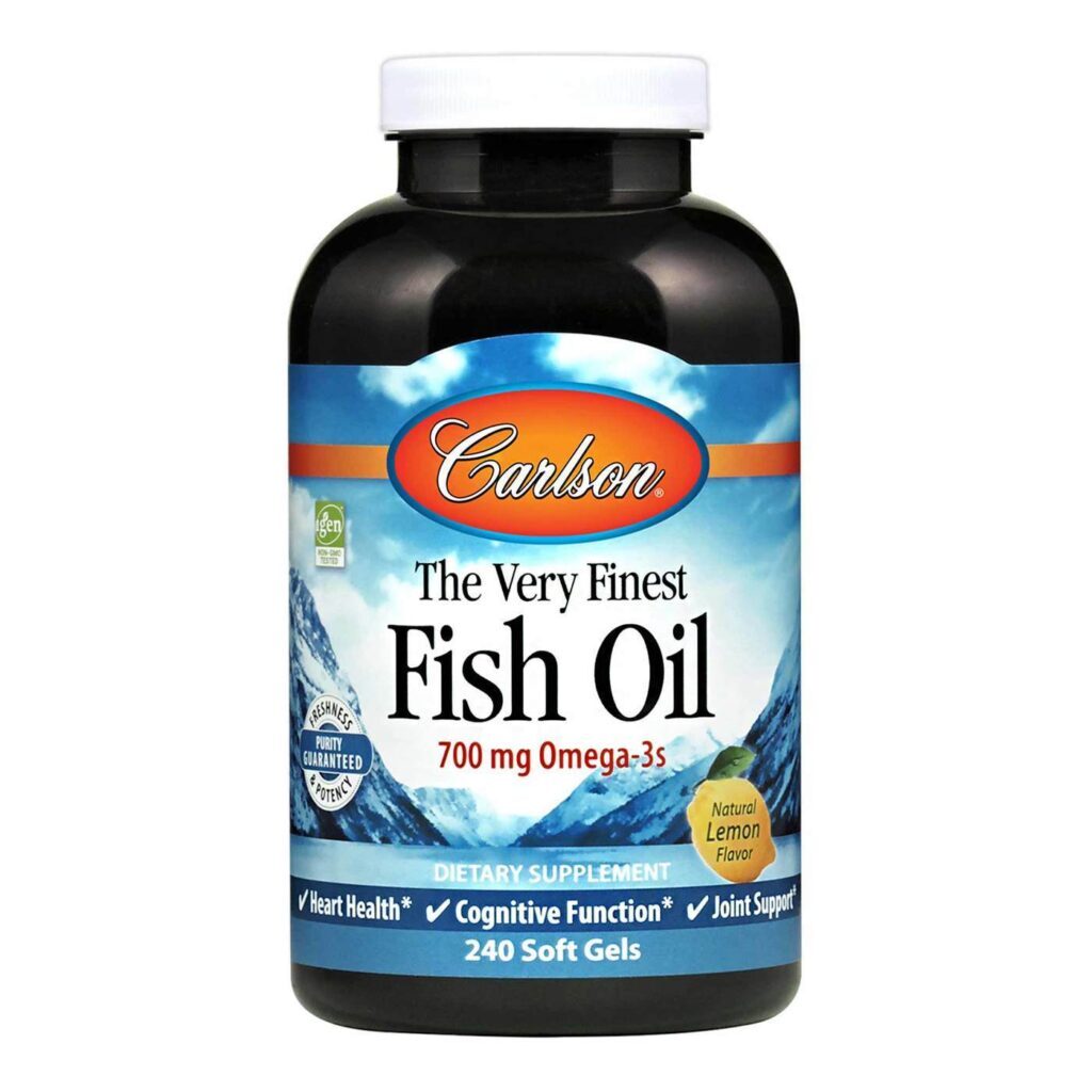 Carlson Labs Óleo de Peixe Limão 1000mg - 240 Cápsulas Gel para Saúde Cardiovascular