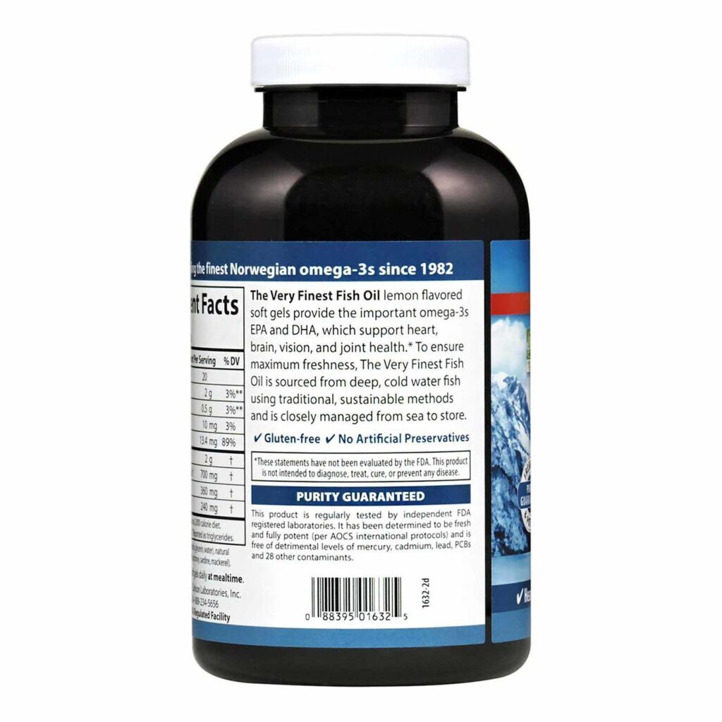 Carlson Labs Óleo de Peixe Limão 1000mg - 240 Cápsulas Gel para Saúde Cardiovascular - Imagem 3
