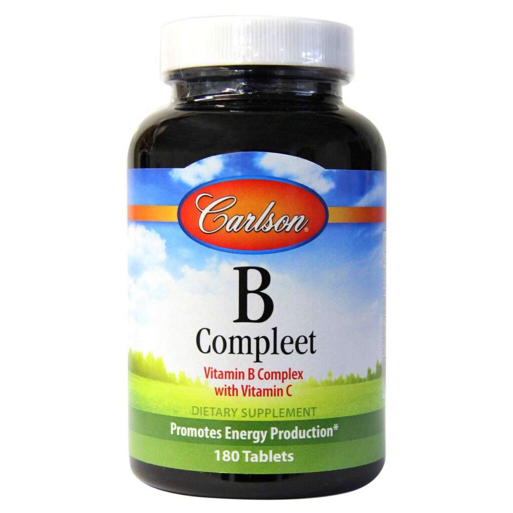 Carlson Labs B Compleet: Complexo Vitamina B + Vitamina C - 180 Comprimidos para Vitalidade Energética