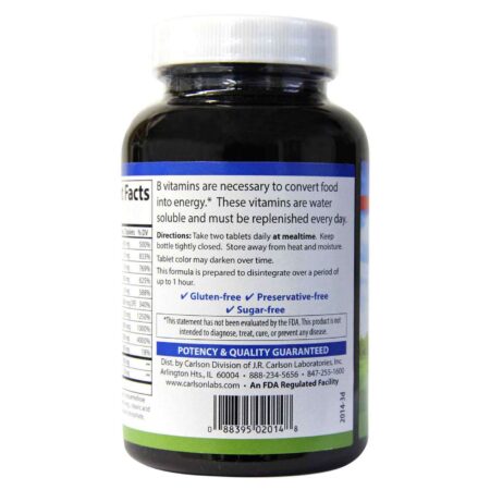 Carlson Labs, B Compleet - Complexo de Vitamina B com Vitamina C - 180 Comprimidos - Image 2