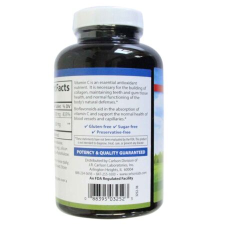 Carlson Labs Super C-Complexo: Vitamina C Pura com 250 Tabletes Essenciais para Sua Saúde - Imagem 3