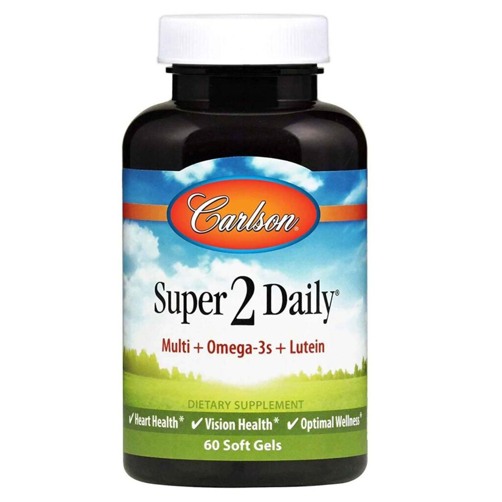 Carlson Labs Super 2 Daily Multivitamínico com Ômega-3 e Luteína 60 Cápsulas