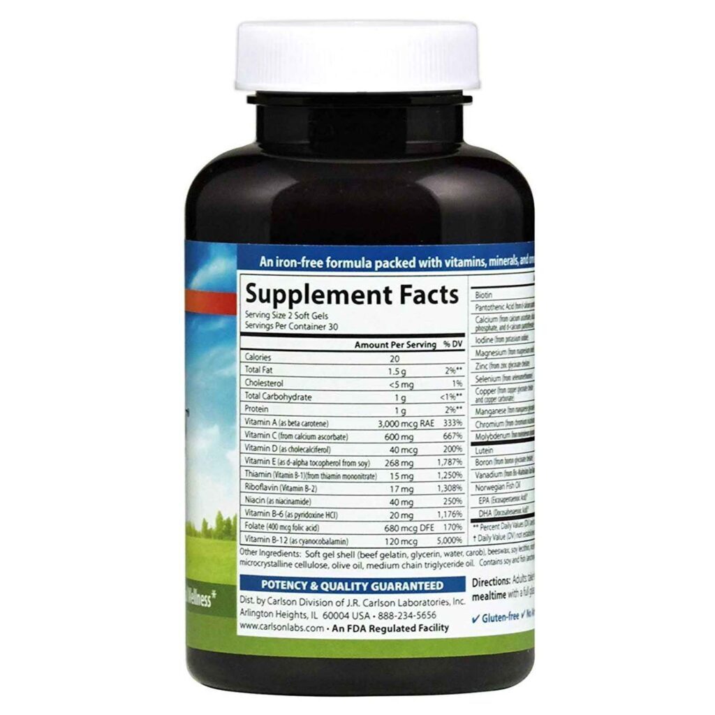 Carlson Labs Super 2 Daily Multivitamínico com Ômega-3 e Luteína 60 Cápsulas - Imagem 2