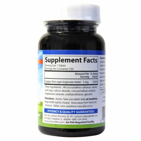 Carlson Labs Cobre Quelatado 5 mg - 250 Comprimidos: Essencial para a Saúde no Brasil - Imagem 2