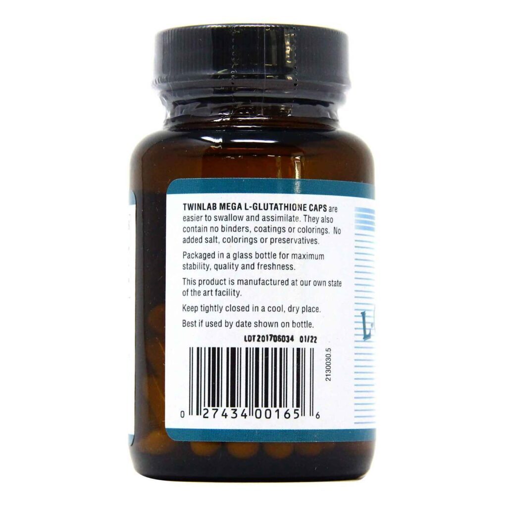 Twinlab Mega L-Glutationa 60 Cápsulas: Poder Antioxidante para o Bem-Estar - Imagem 3