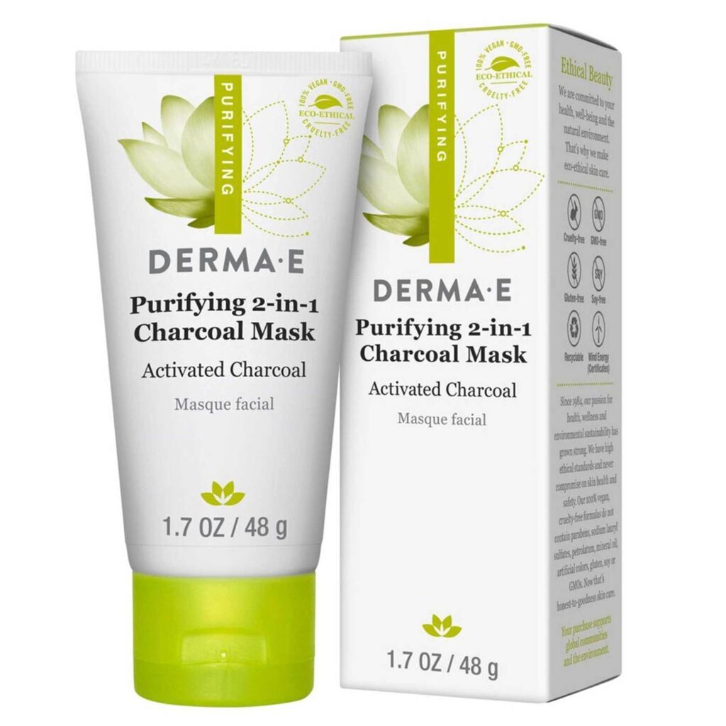Derma E Máscara Purificante de Carvão 2 em 1 - 48g | Limpeza Profunda Pele