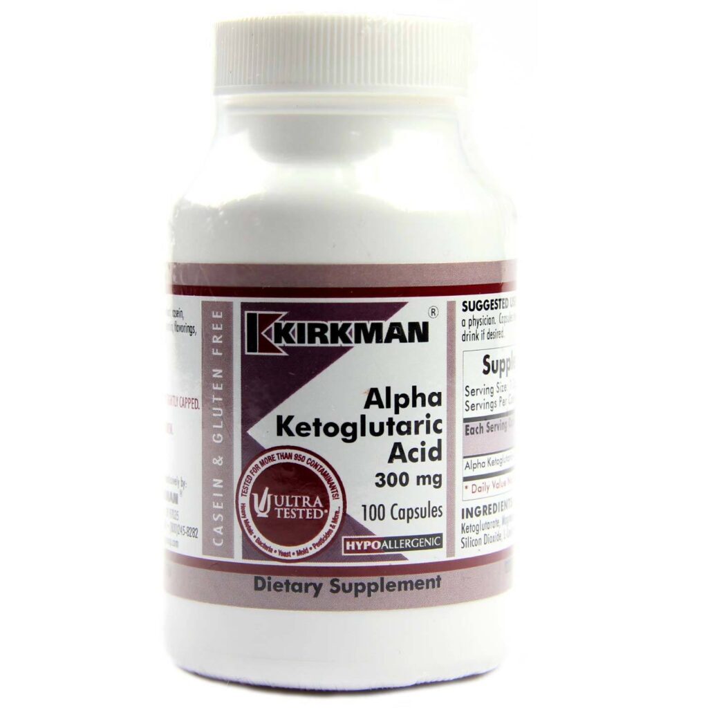 Kirkman Labs Ácido Alfa-Cetoglutárico 300 mg Hipoalergênico - 100 Cápsulas Vegetarianas