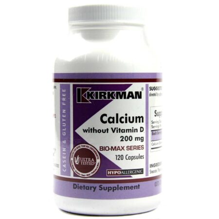 Kirkman Labs, Cálcio sem Vitamina D 200 Mg, Hipoalergênico - 120 Cápsulas Vegetarianas