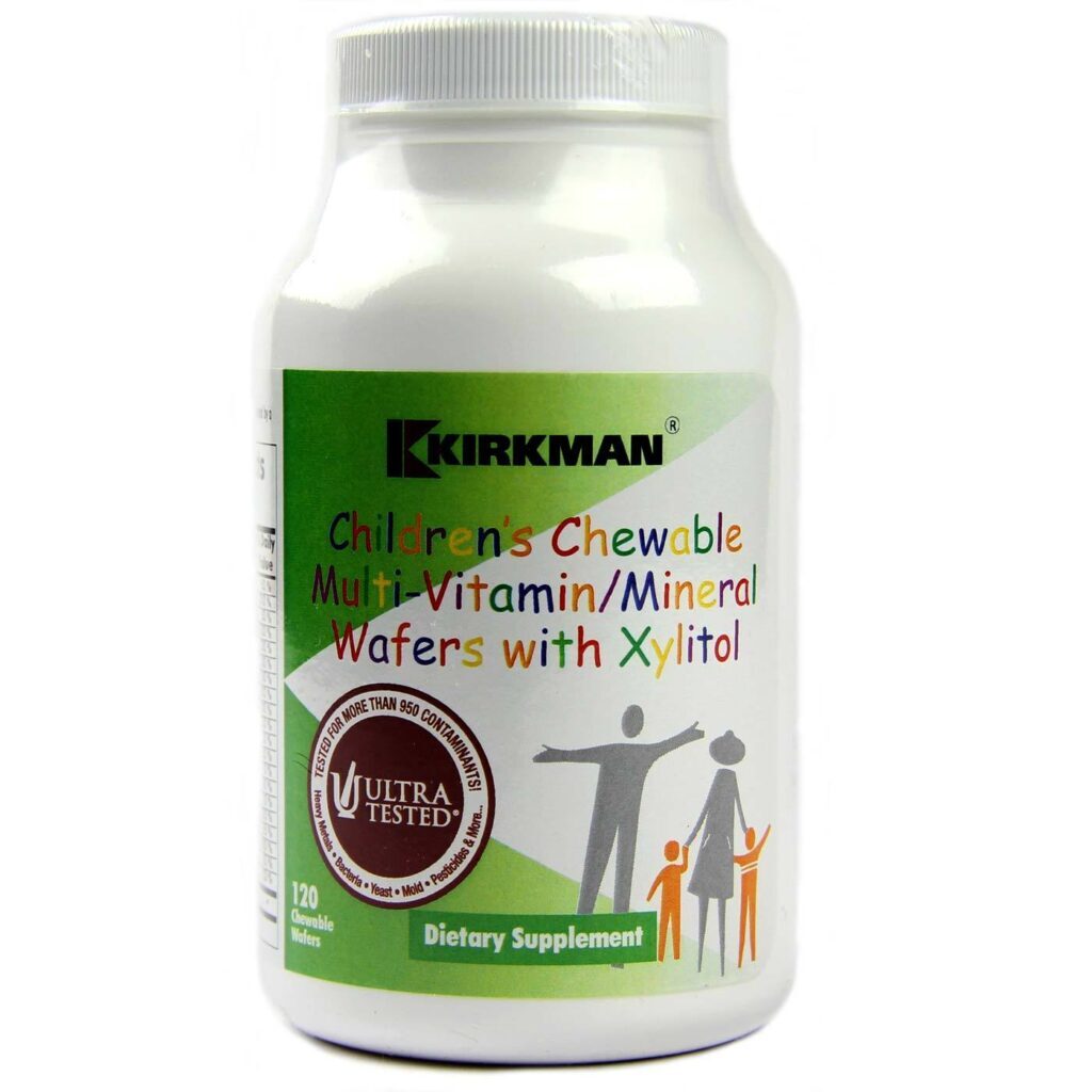 Kirkman Labs Multivitamínico Mastigável Infantil com Xylitol - Manga e Pêssego 120 Wafers