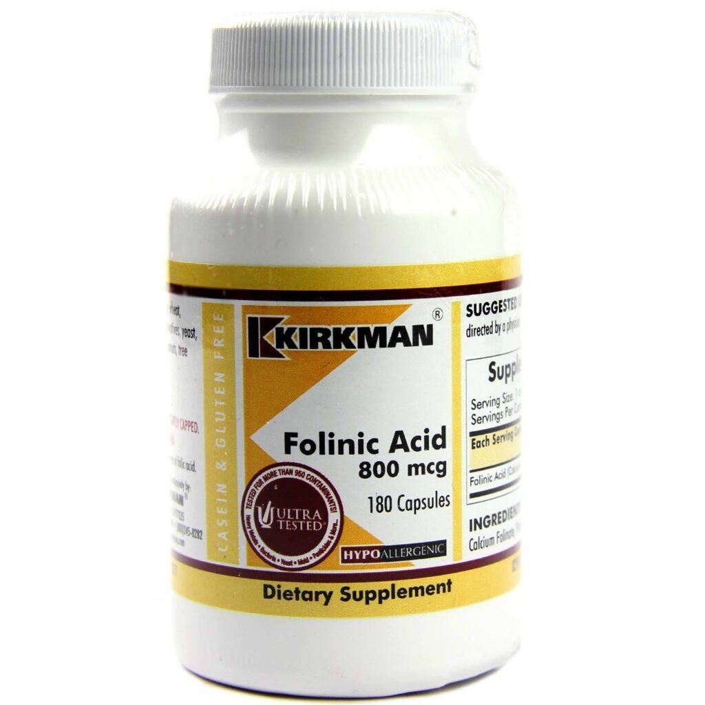 Kirkman Labs Ácido Folínico 800 mcg Hipoalergênico - 180 Cápsulas Vegetarianas