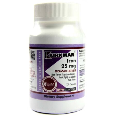 Kirkman Labs, Ferro 25 mg - 120 Cápsulas Vegetarianas