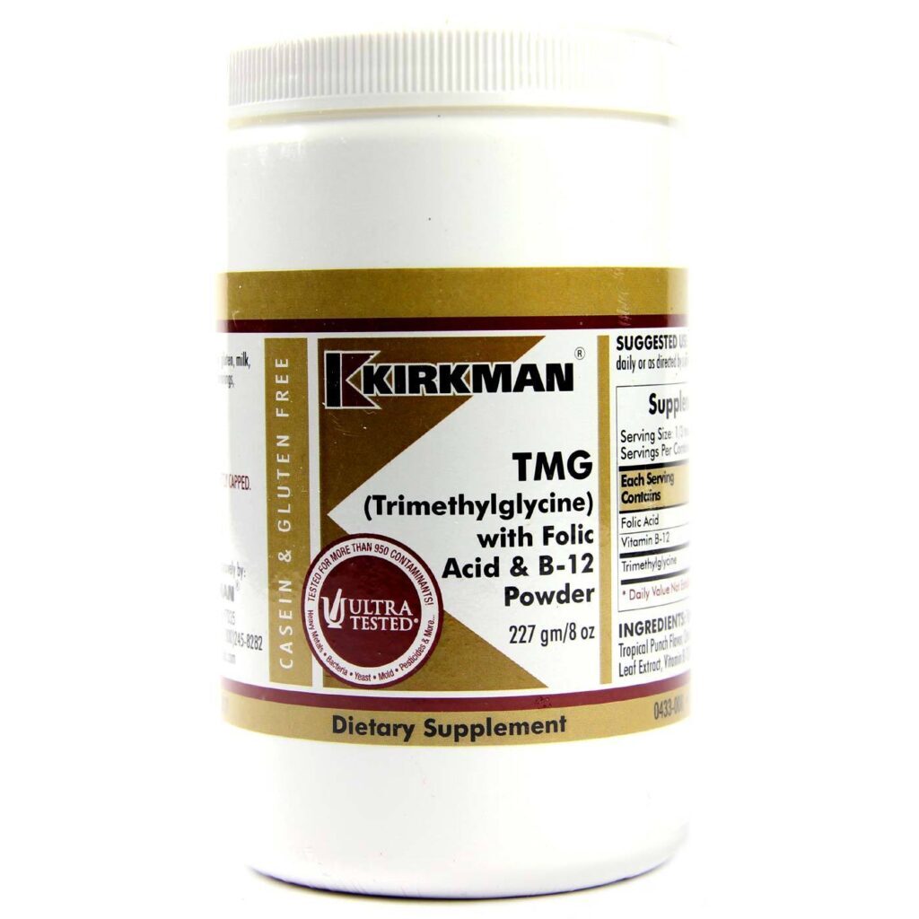 Kirkman Labs TMG com Ácido Fólico e B12 - 227g (8 oz) - Otimizador Metilador