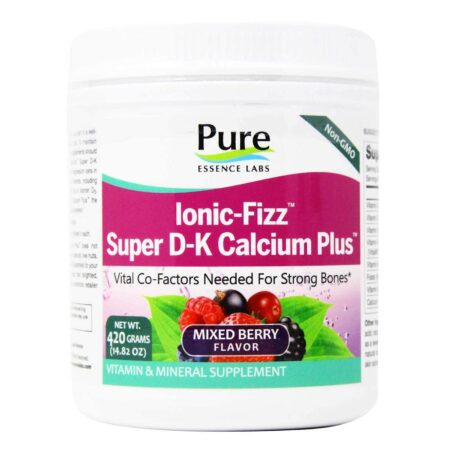 Pure Essence Labs Ionic-Fizz Super D-K Cálcio mais, Baga mista - 420 g