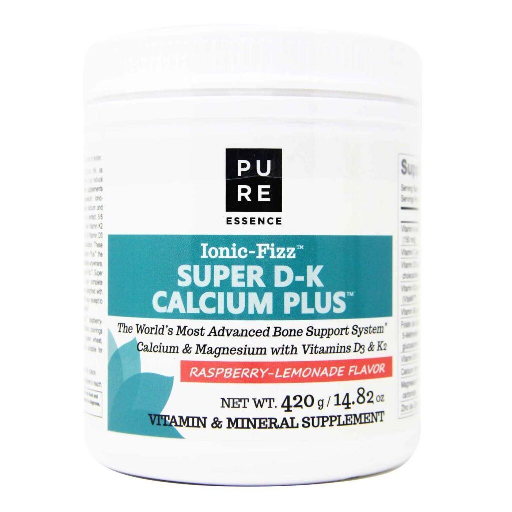 Pure Essence Labs Super D-K Calcium Plus Limonada de Framboesa 420g - Ossos Fortes e Saúde Completa