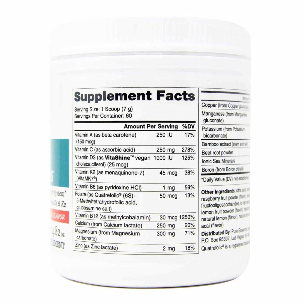 Pure Essence Labs Super D-K Calcium Plus Limonada de Framboesa 420g - Ossos Fortes e Saúde Completa - Imagem 2
