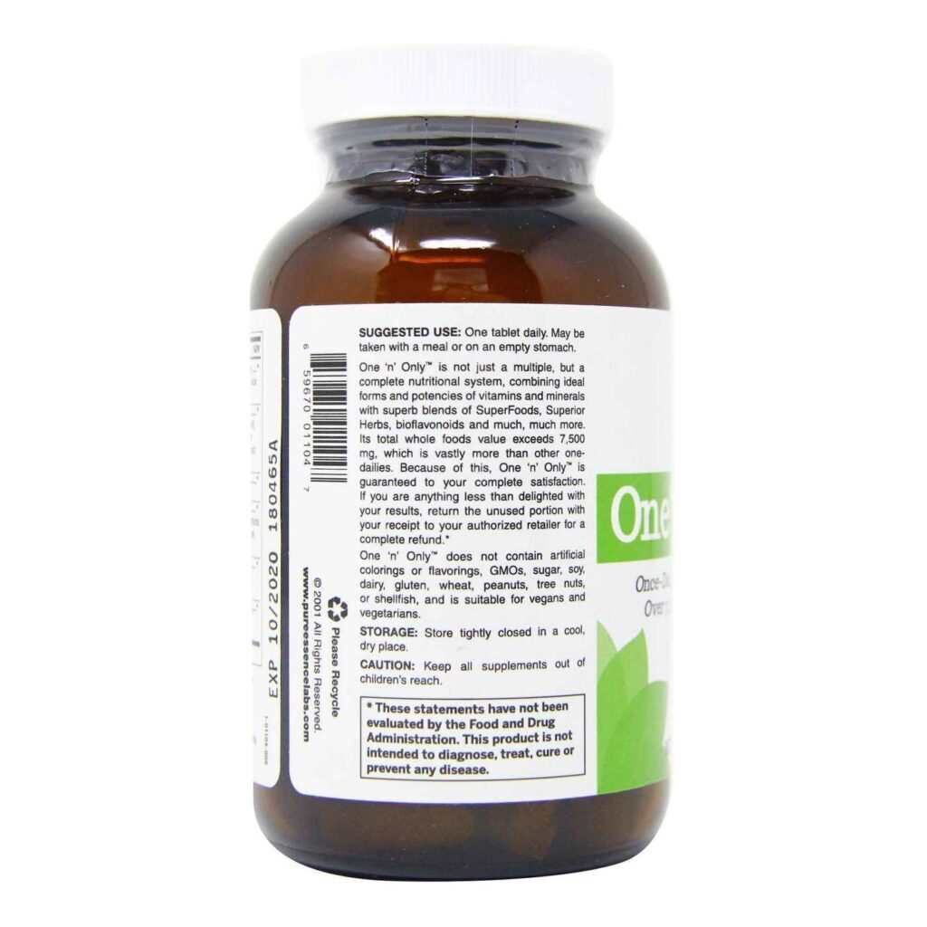 Pure Essence Labs One 'n' Only - 60 Tabletes - Multivitamínico Diário Essencial - Imagem 2
