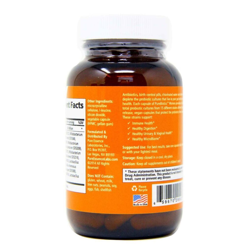 Purebiotics Women Pure Essence Labs: Probiótico Vegetarianos 30 Cápsulas para Saúde Intestinal - Imagem 3