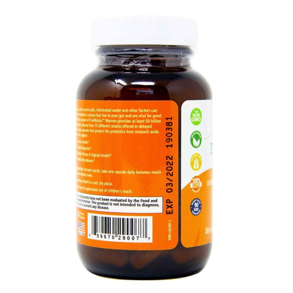 Purebiotics Women Pure Essence Labs: Probiótico Vegetarianos 30 Cápsulas para Saúde Intestinal - Imagem 4