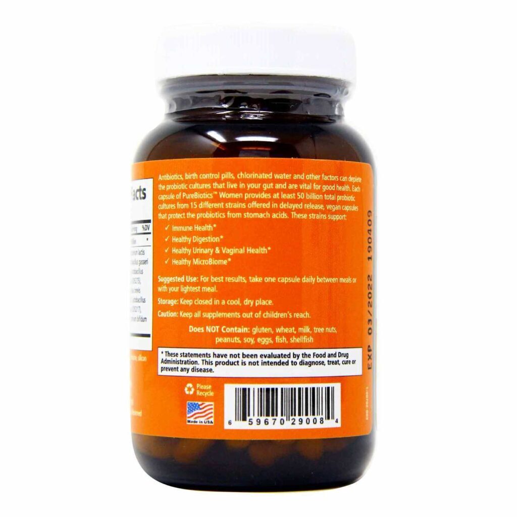 Purebiotics Women Pure Essence Labs: Probiótico Feminino 60 Cápsulas Vegetarianas - Imagem 3