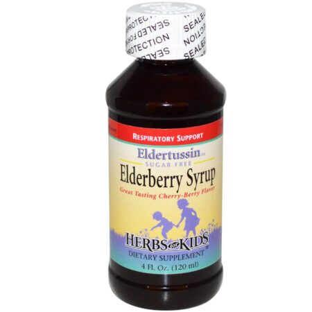 Herbs for Kids, Xarope de Eldertussin Elderberry - 4 fl oz (120mL)