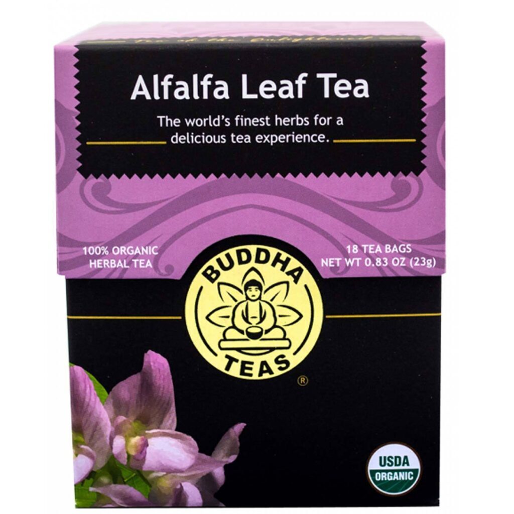 Buddha Teas Chá de Folha de Alfafa Orgânica - 18 Saquinhos de Chá para Bem-Estar e Saúde
