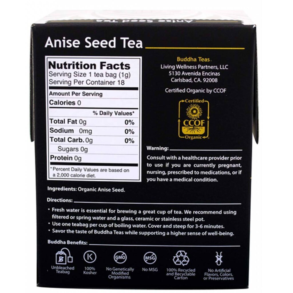 Buddha Teas Chá de Sementes de Anis - 18 Saquinhos Puro Bem-Estar - Imagem 2