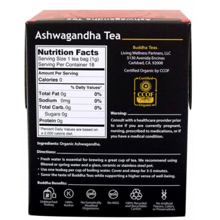 Buddha Teas, Chá de erva Ashwagandha - 18 Sacos de Chá - Image 2