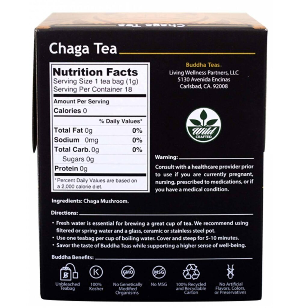 Chá de Chaga Buddha Teas 18 Saquinhos de Chá - Ervas Naturais - Imagem 2