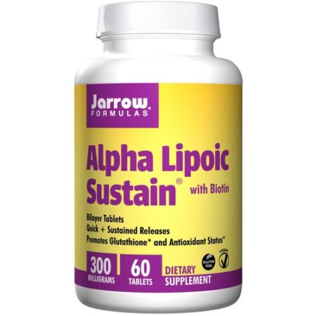 Jarrow Formulas, Alpha Lipoic Sustain® com Biotina - Liberação Sustentável - 300 mg - 60 Comprimidos