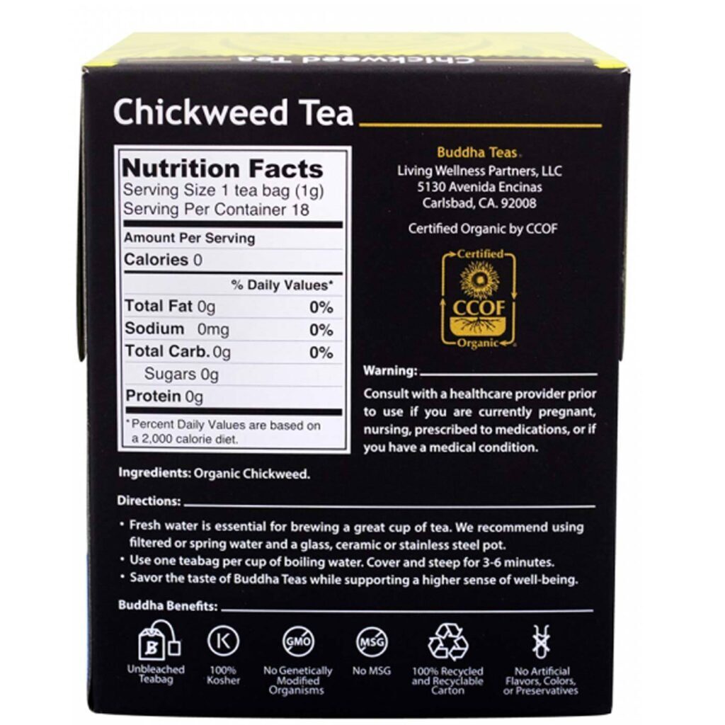 Buddha Teas Chá Chickweed - 18 Saquinhos: Bem-Estar Natural ao Seu Alcance - Imagem 2