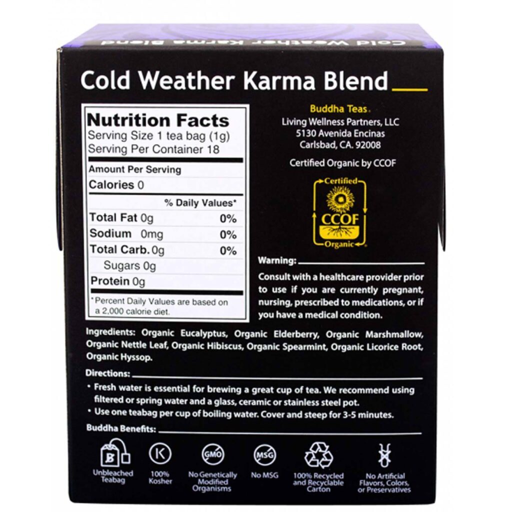 Buddha Teas Chá Mistura de Karma para Clima Frio - 18 Sachês de Chá para Relaxar e Confortar - Imagem 2